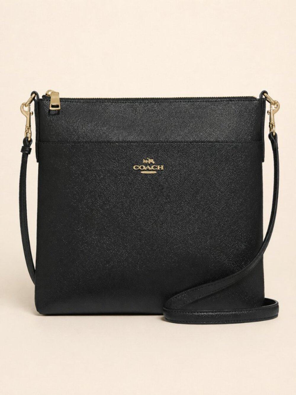 Coach Kitt Crossbody Messenger Bag Black Crossgrain Leather 59975